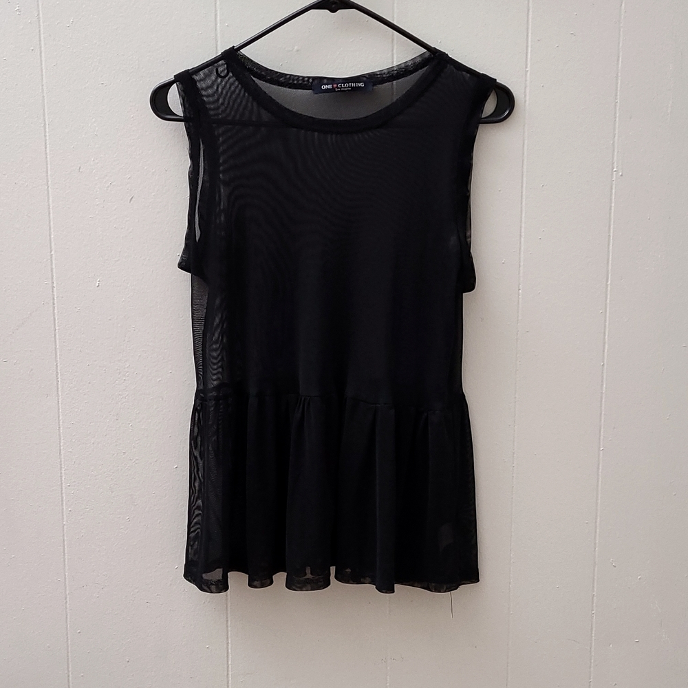 Mesh tank top with peplum detail